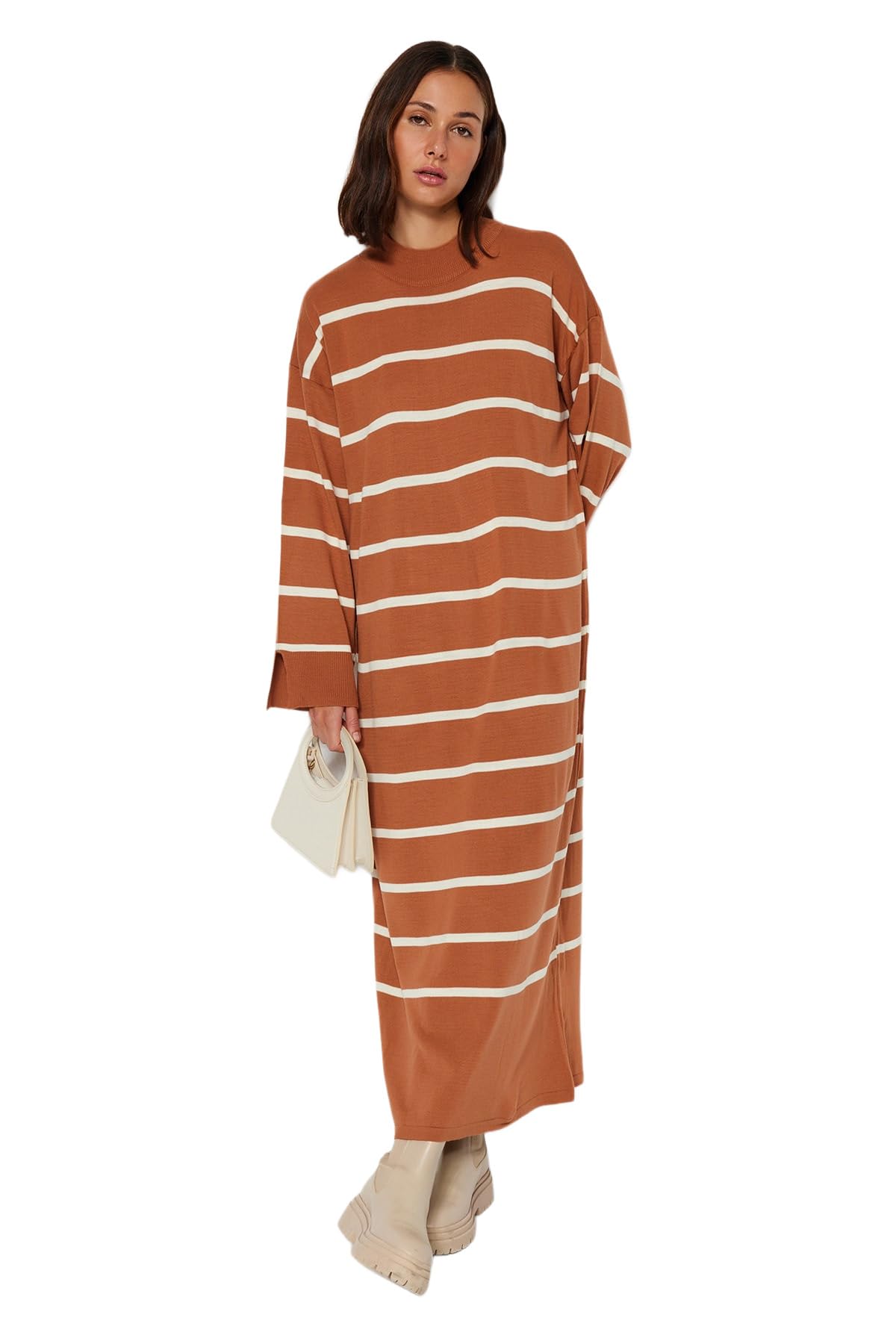 Trendyol Women's Dress-Brown-Basic, S
