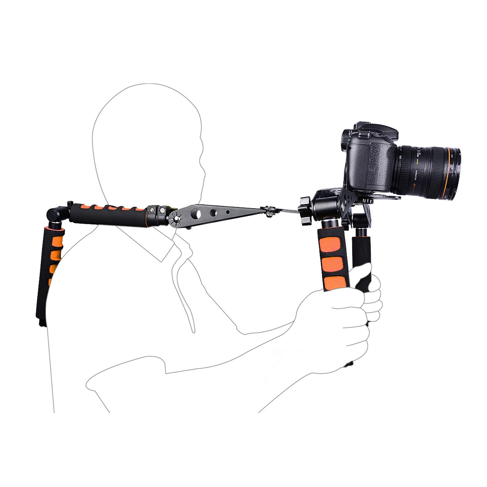 Kit de Plate-Forme de la Caméra de Support, Poignée Réglable de 3 en 1, Coussin épaule et Poignée à Libération Rapide, Stabilisateur pour Les Caméscopes DSLR, Pliable,