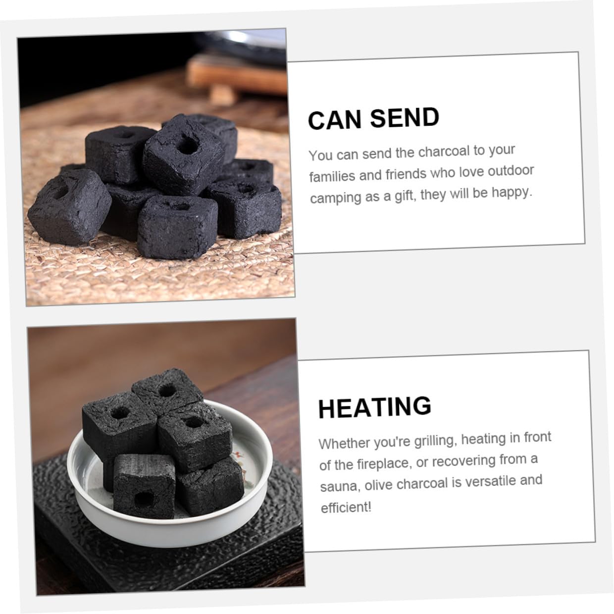 Carbón de Bambú para Barbacoa al Aire Libre, Ecológico Humo, Uso Prolongado y Resistente a Diferentes Condiciones Climáticas, Bolsa de 500g Adecuado para Camping y Parrillas