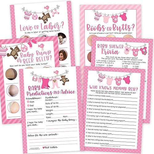 Jeux roses pour fête prénatale Hadley Designs : solution pour animer sans stress