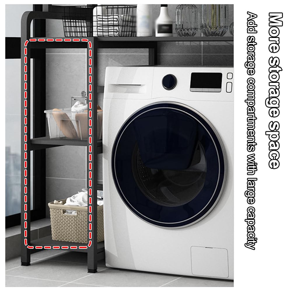 Mobile Sopra Lavatrice, Scaffale Sopra WC, Scaffale Bagno Sopra WC 2/3 Livelli, Mobile Lavatrice Salvaspazio Ripiani Aperti per Bagno, Lavanderia, Balcone B 100x60x194cm
