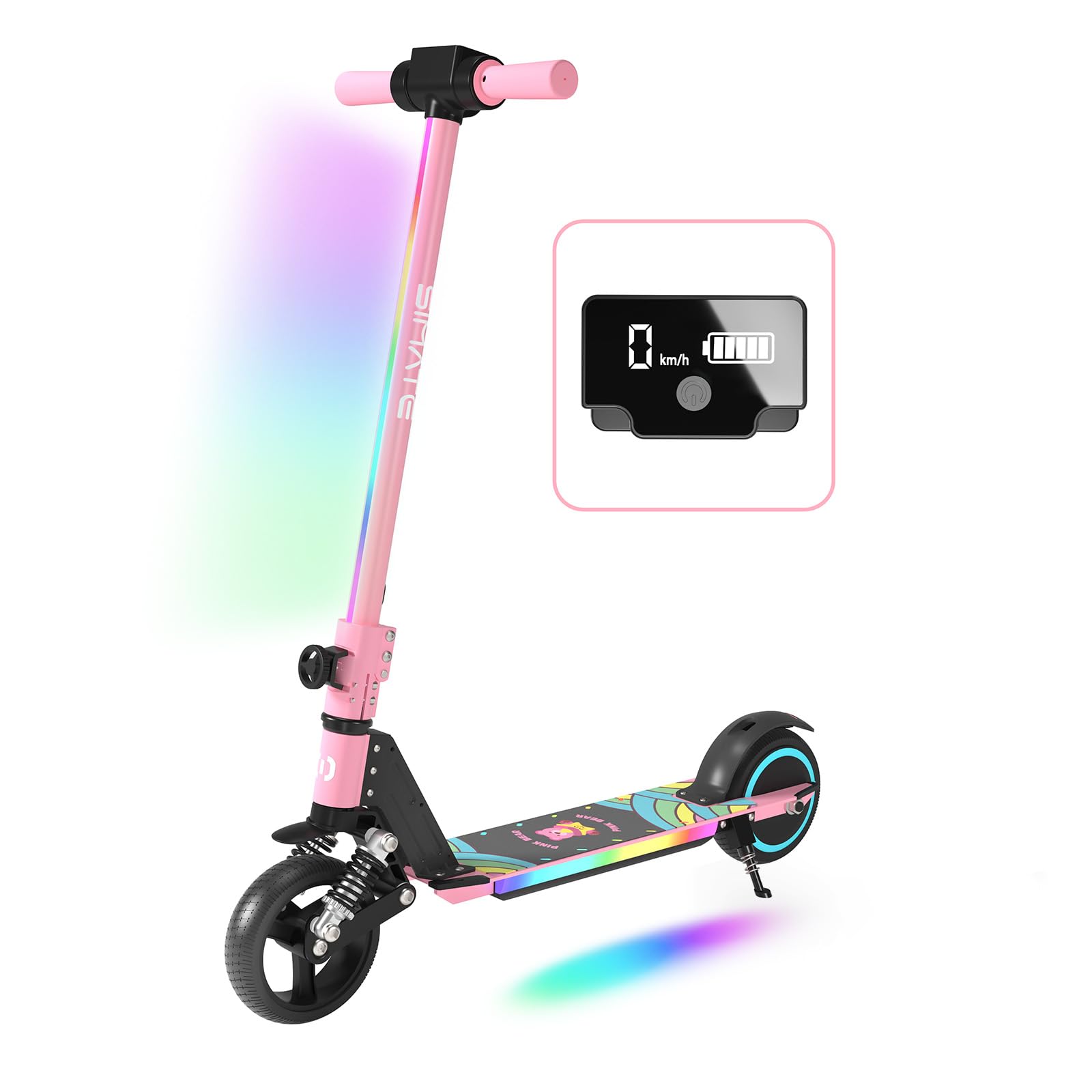 Electric Scooter for Kids, Foldable 6-12 Years, Children's Scooter with LED Display, Range 5-8 KM, Color LED Lights, Adjustable Height and Speed, Ideal Gift for Children