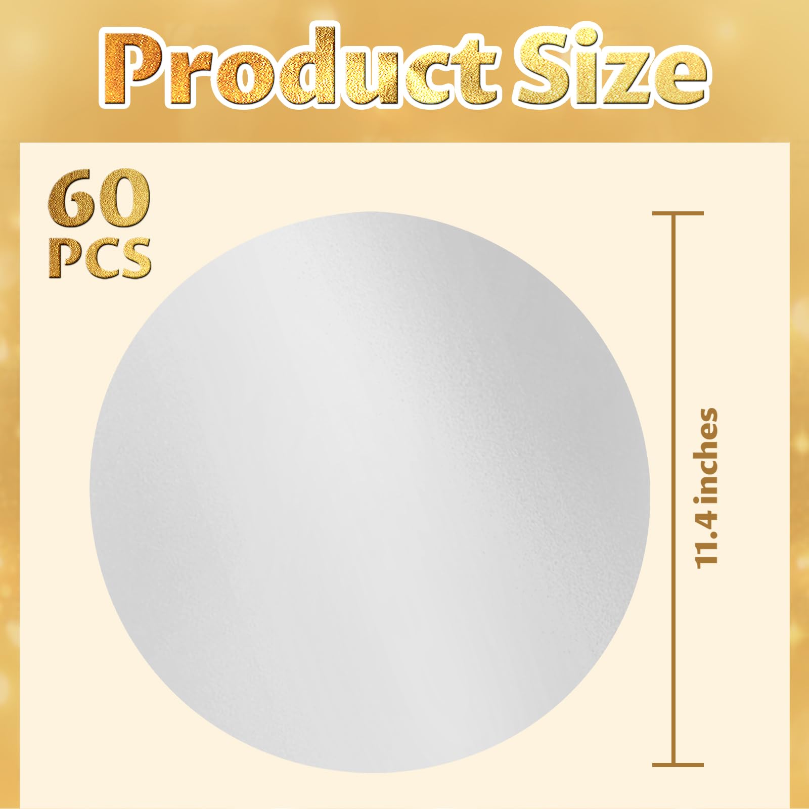 60 manteles individuales redondos de papel desechables plateados, manteles individuales decorativos de papel de espejo, manteles individuales decorativos plateados para comedor, boda, banquete,