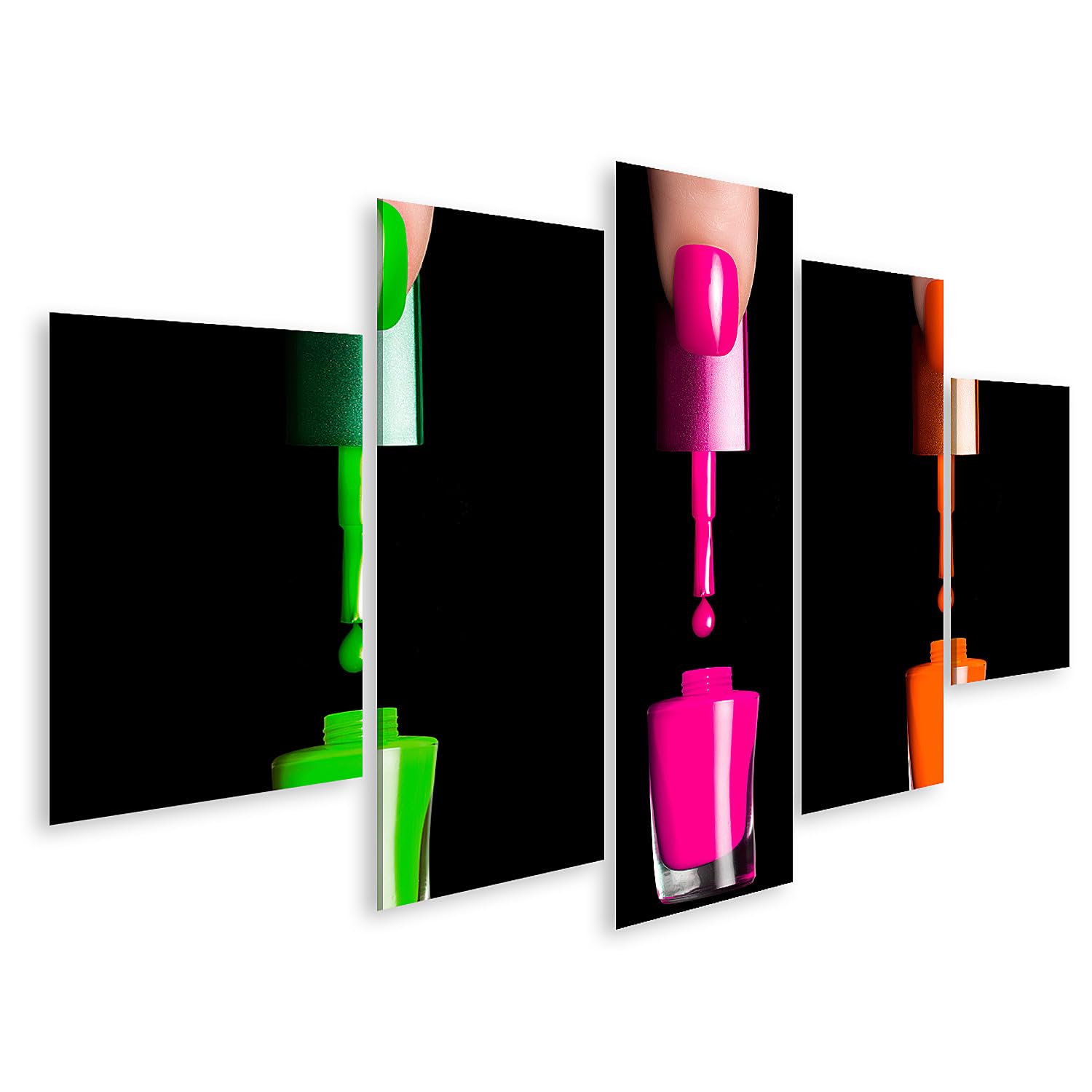 islandburner Bild auf Leinwand Lebendige Nagellack-Kunst Wandbild für moderne Räume Für Stilbewusste - 5-teilig