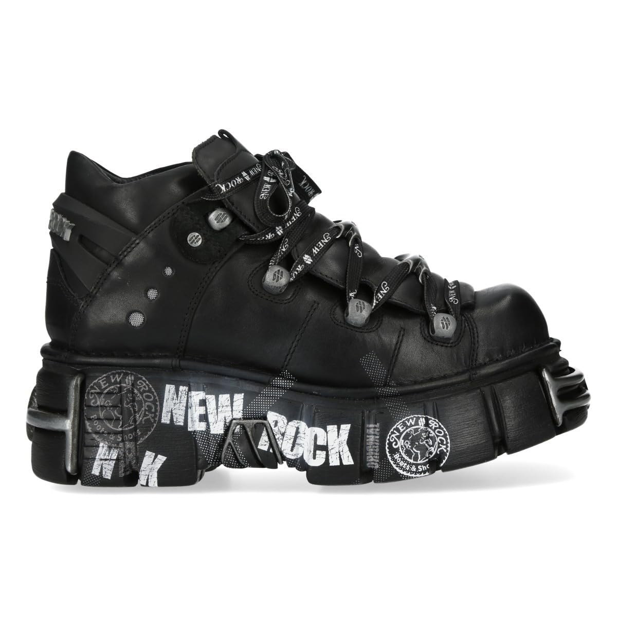 New Rock Botas Plataforma 106N-C85 Unisex – Bota Negra de Cuero Gótico Punk Rock (NEGRO, EU, Sistema tallas calzado EU, Adulto, Números, mediano, 37)