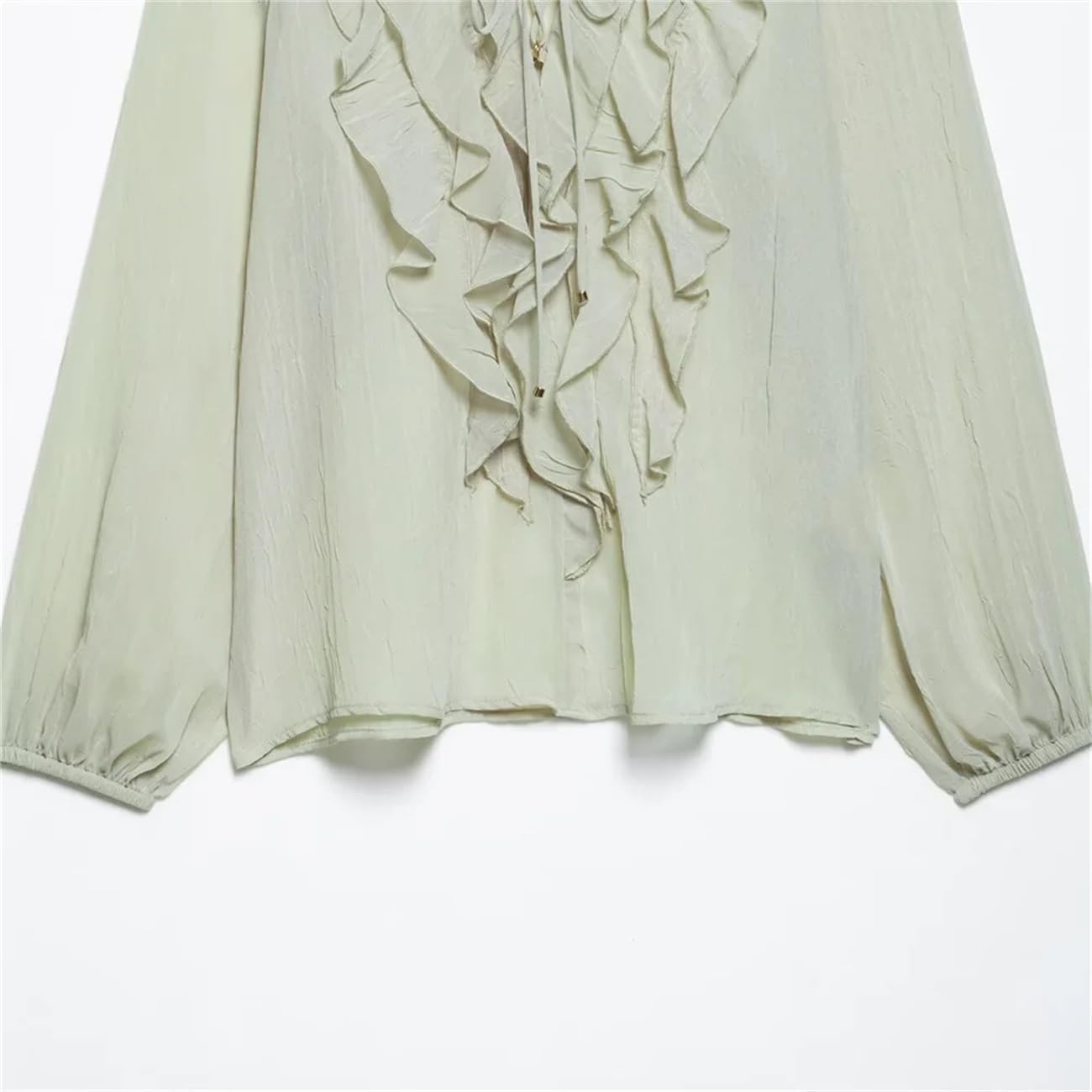 Camicia primaverile a maniche lunghe semi trasparente con decorazione a strati da donna