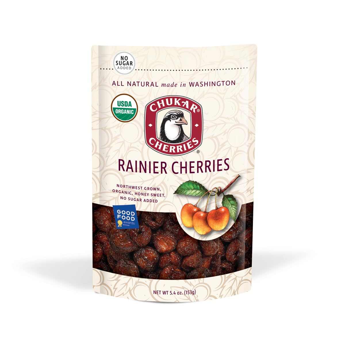 Chukar Organic Dried Rainier Cherries - No Added Sugar, Sulfites or Preservatives | Northwest Grown & Naturally Dried (2 Bags)USDA Organic