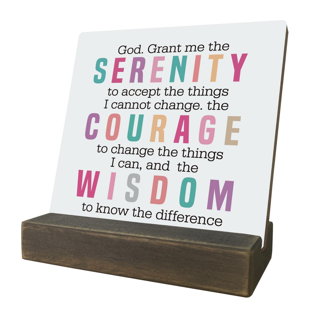 Inspirational Sign, God. Grant Me the Serenity Courage Wisdom, Serenity Prayer Plaque for Him Her, Wooden Gift with Stand, Home Tabletop Decor, Motivational Christian Gift