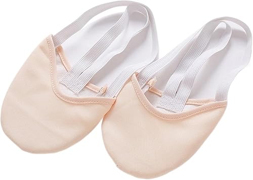 Half Sole Dance Shoes Leather Cloth Half Sole Stretch Exercise Rhythmic Gymnastics Pointe Belly Ballet Yoga Dance Shoes(White,M(36-37))