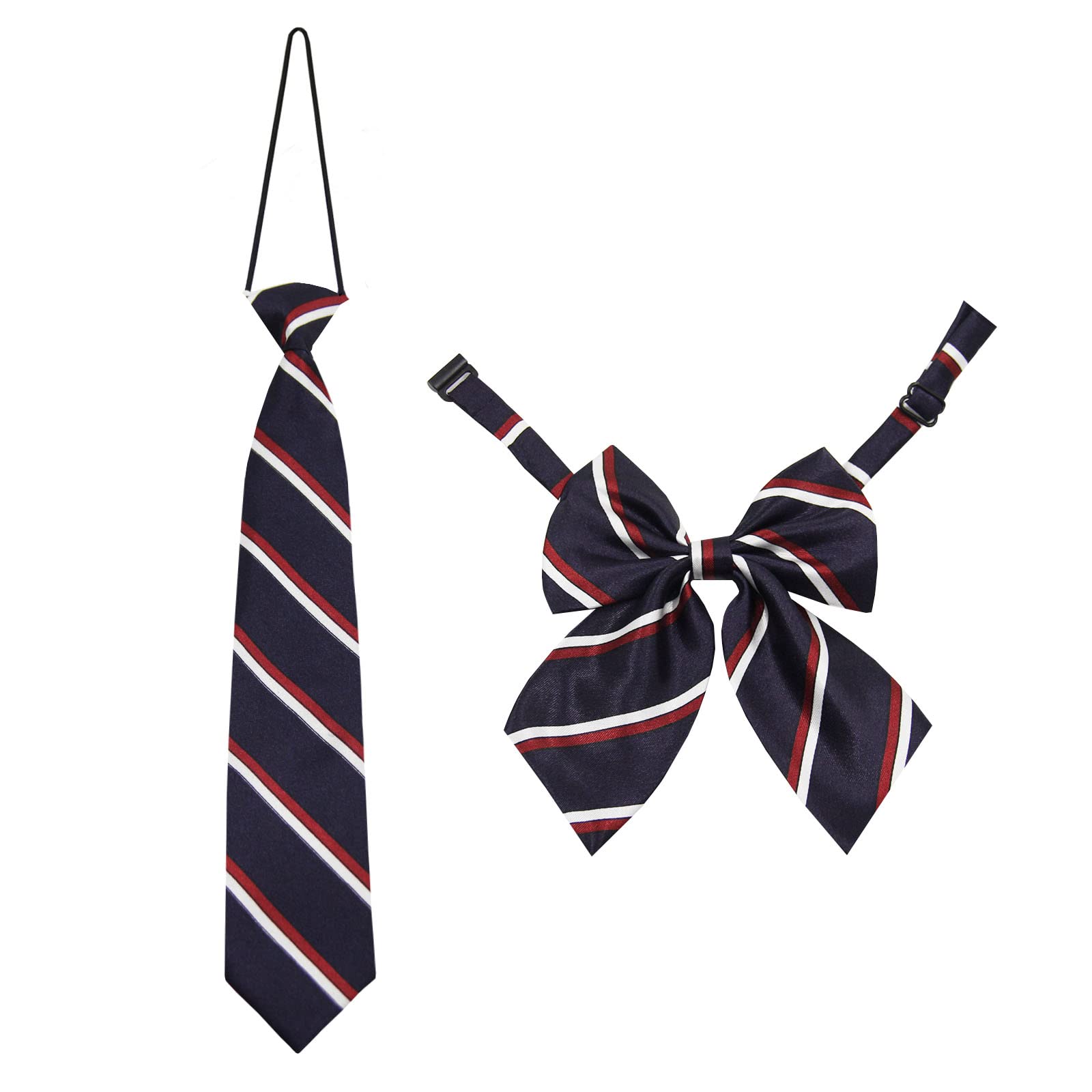 Mantieqingway School Ties for Boys/Girls, Pre-tied Adjustable Bow Ties Uniforms Tie Set for Graduation Party Casual(Age 5-12) (03)