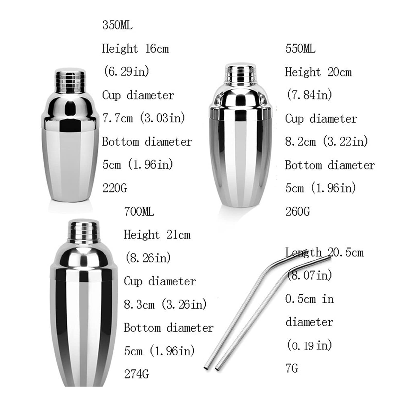 Mezclador de vino Conjunto de agitadores de cócteles Premium, Set de barman de acero inoxidable de 8 piezas Conjunto de colador de cócteles, Jigger, Bar Spoon & Pourers, Accesorios Cocktail Bar Set de