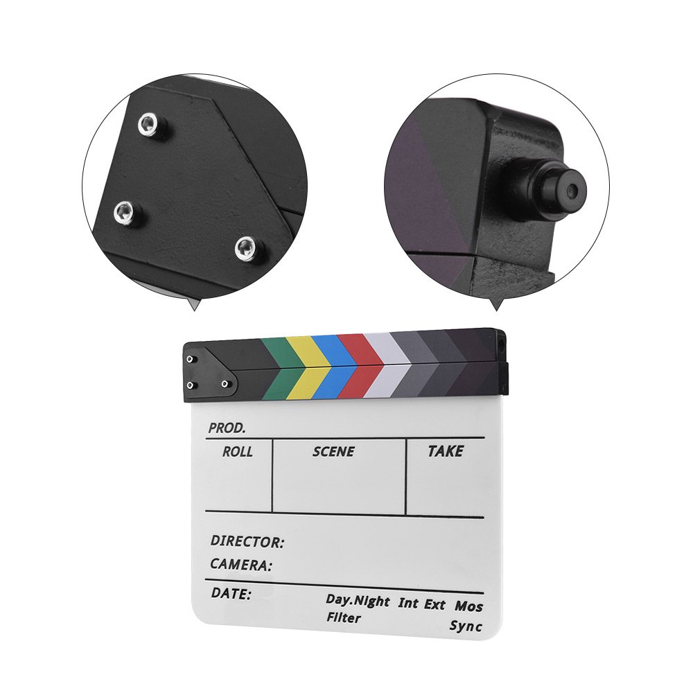 Tablilla de Directores de Cine, Tablilla de Película de Madera, Tablero de Claqueta de Escena de Acción Cortada con Rotulador, Accesorios de Película para Cámara de Estudio,