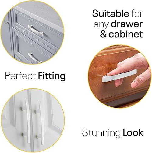 Miniatura 9 de Manijas de cocina blancas para gabinetes, 3 pulgadas de agujero a agujero, 5 pulgadas de longitud, paquete de 10 manijas de gabinete de cocina,