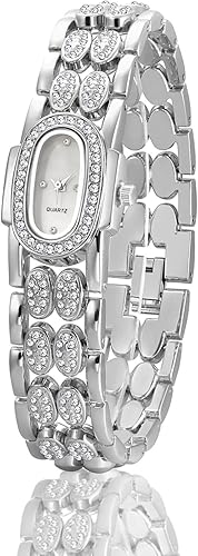 BESTKANG Delicados relojes para mujer, estilo vintage, pulsera de diamantes de imitación, reloj de pulsera de lujo pequeño ovalado de cuarzo para