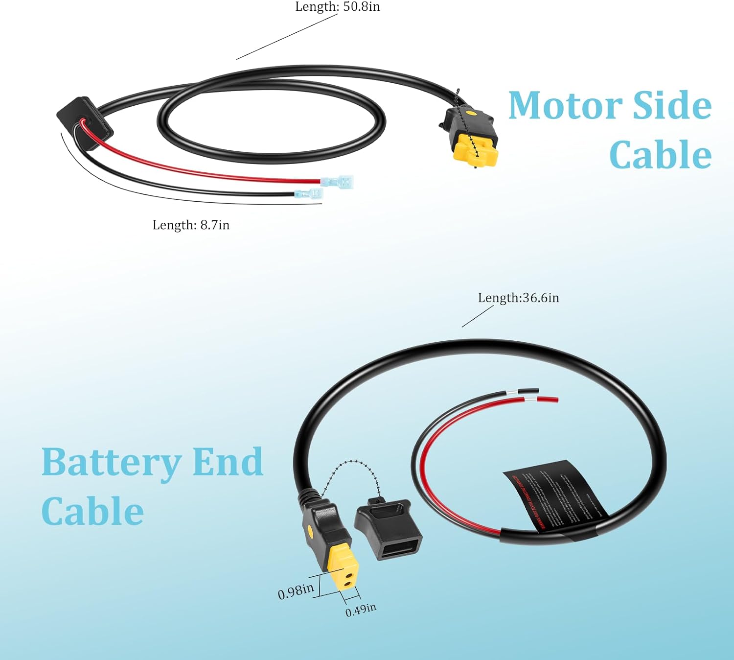1903017 3-Foot Battery End Cable & 3393202 Downrigger Power Cable Motor Side Cable for Cannon Electric Downriggers 2008 or Later