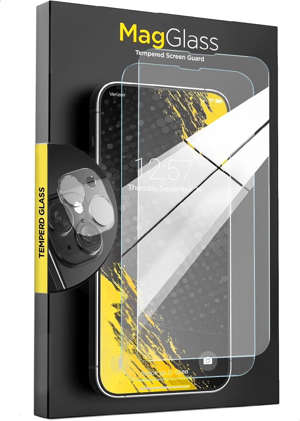 magglassCompatible with iPhone 15 Screen Protector (2 Pack) Camera Lens Guard, Bubble-free Applicator Tool (High Clarity 9H Tempered Glass)