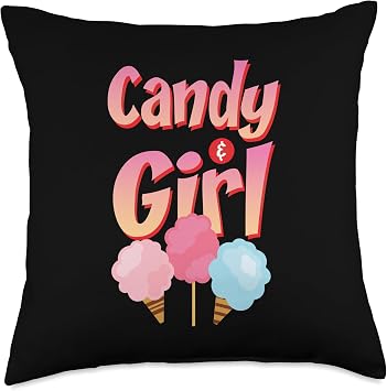 Cute Candy Girl Shirt Sweet Tooth Rainbow Cotton Candy Shirt Throw Pillow
