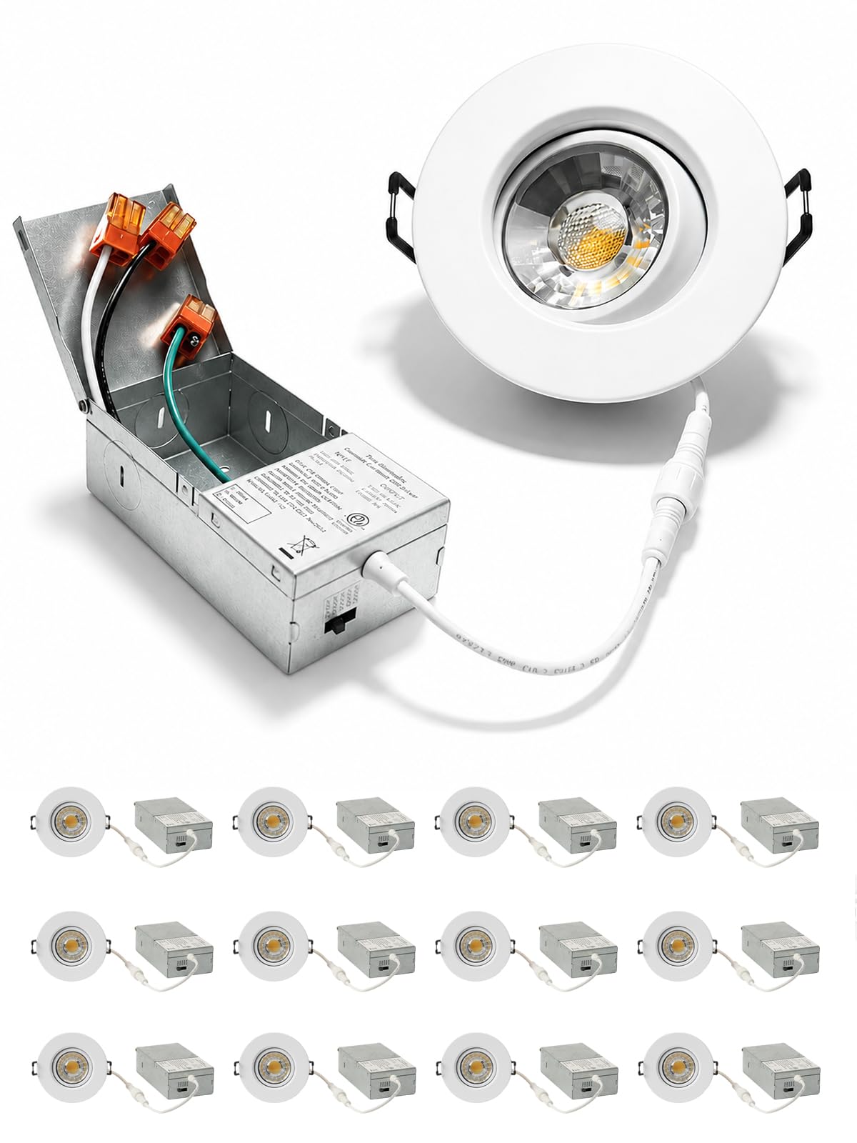 3 Inch LED Recessed Light, Adjustable Canless Downlight, White 12P