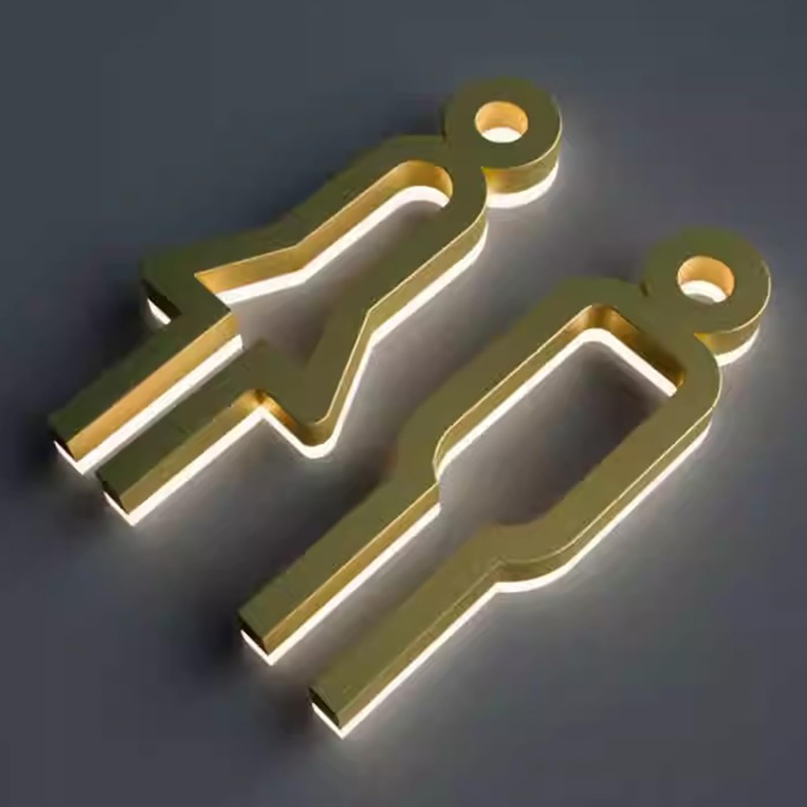vrfvsdasAAS LED restroom sign, Stainless Steel Toilet Sign for Business, Bar Mall, Public Restrooms Service, 2 Pcs