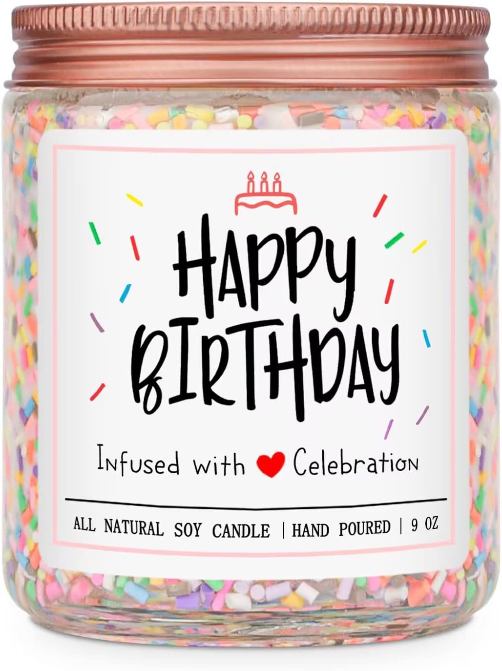 Homsolver Happy Birthday Gifts for Women Unique, Vanilla Cream Scent with Sprinkles Candy Birthday Candles for Her, Handmade Aromatherapy Candle Decor