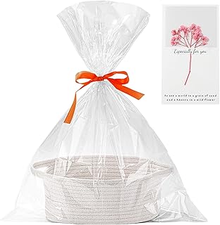 Panier cadeau vide - Panier tressé - Cadeau pour cadeaux avec sacs cadeaux, rubans et carte de vœux, panier de rangement vide pour anniversaire, mariage, Pâques, fête prénatale, Thanksgiving, Noël