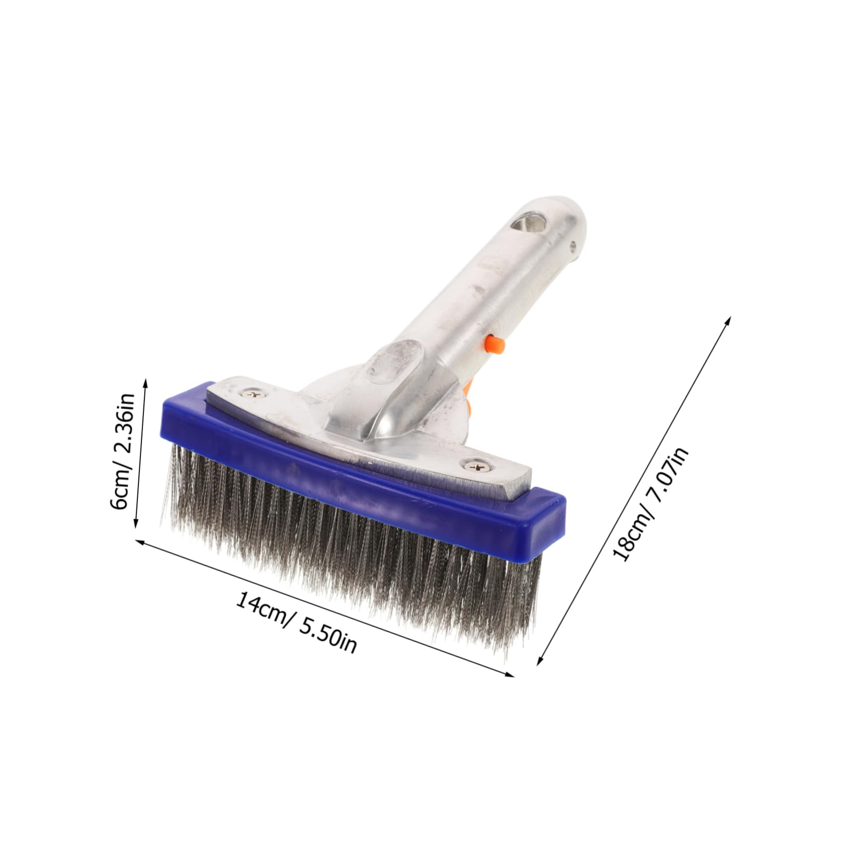 PLAFOPE Pool Brush and Handle Set 5 Inch Metal Pool Brush Wire Bristles Stainless Steel Brush for Swimming Pool Cleaning