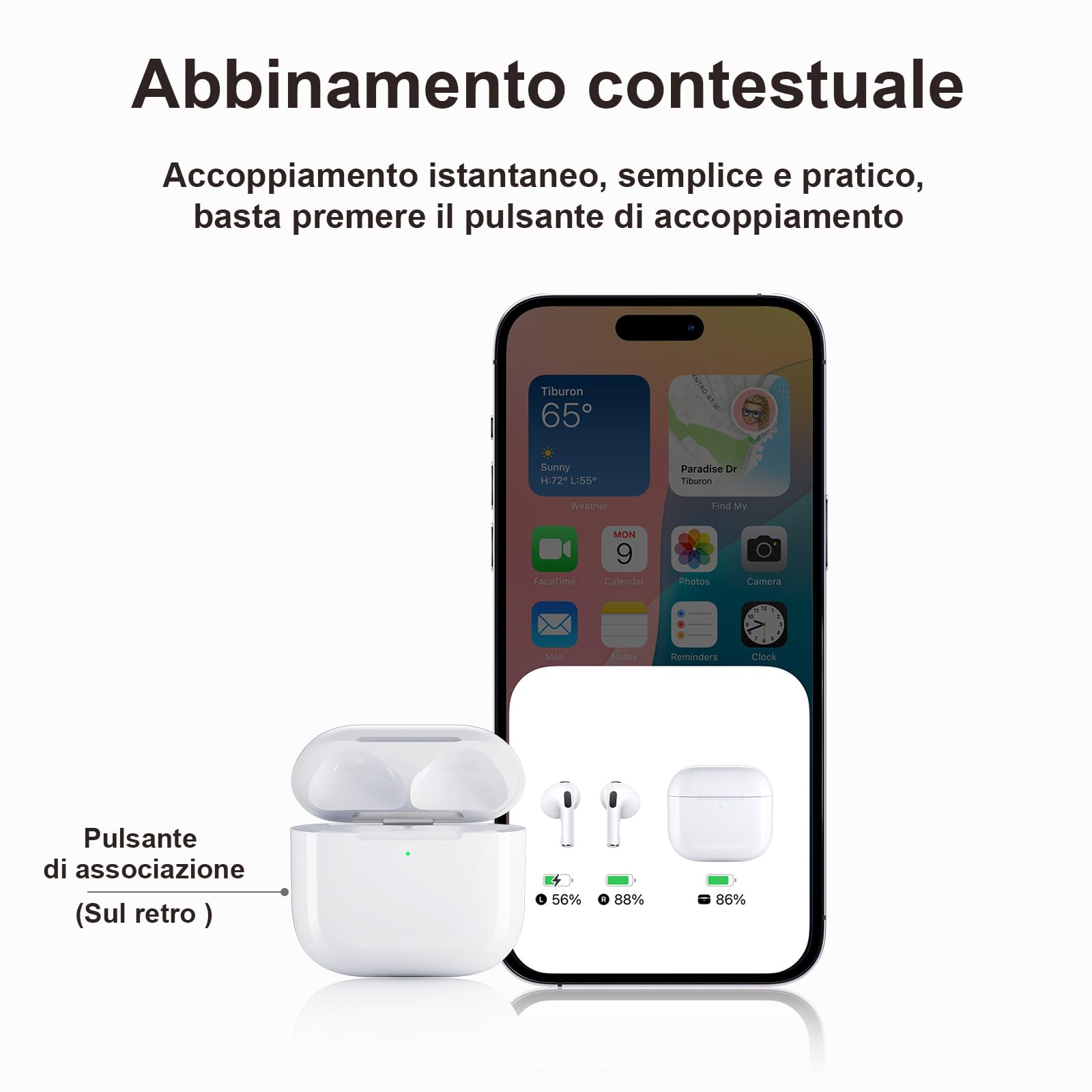 Uluck Custodia di ricarica wireless compatibile con AirPods 4, ricambio originale, pulsante di sincronizzazione di accoppiamento Bluetooth