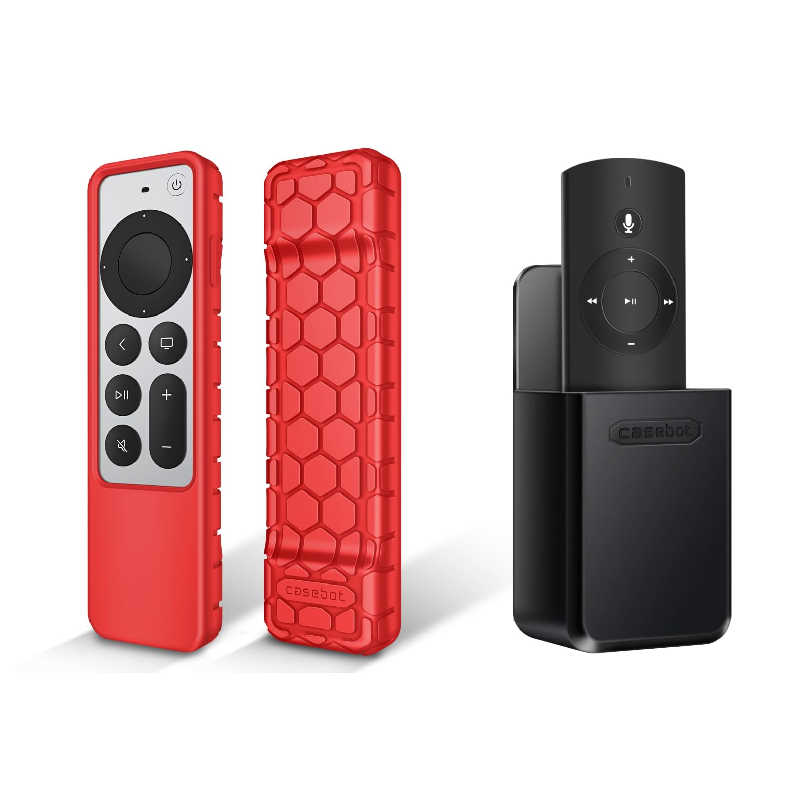 Fintie Bundle: Case for Apple TV 4K / HD Siri Remote Controller (2nd Gen / 3rd Gen) 2021 2022- Honey Comb Lightweight Anti Slip Shockproof Silicone Cover + Remote Holder Bracket Shelf