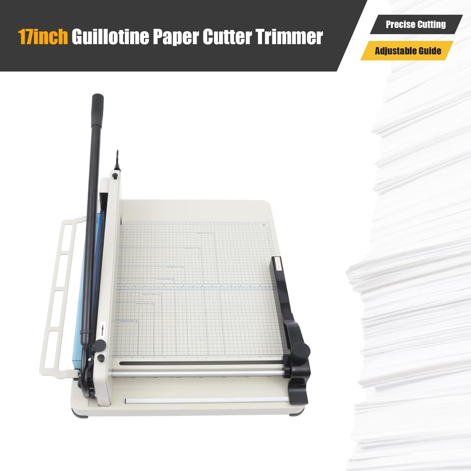 Taglierina per carta resistente, formato A3, a ghigliottina commerciale, per ufficio e scuola, blocco di sicurezza, capacità 400 fogli, ideale per fotocopie e attività di stampa