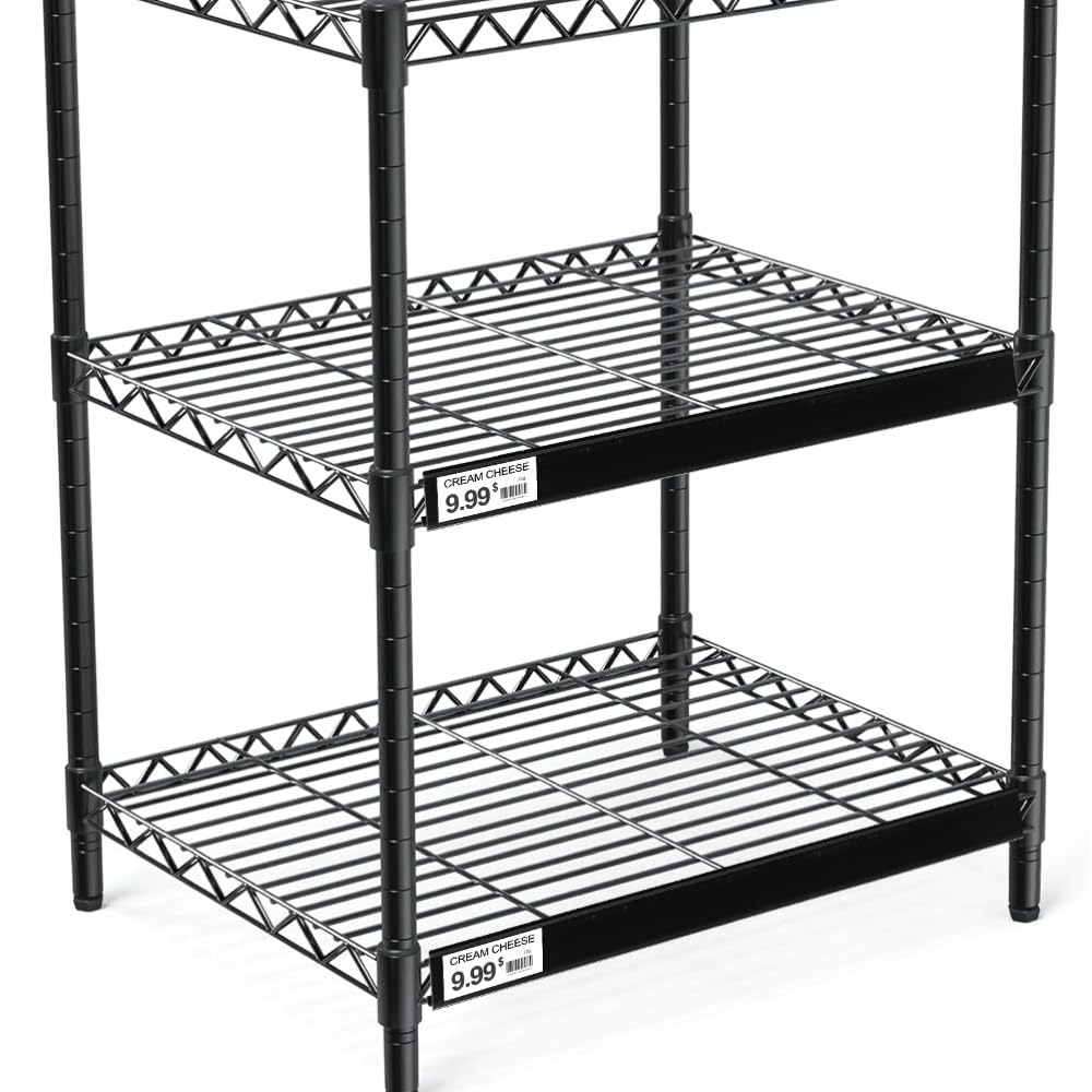 Strisce di etichette per mensole standard da 3,8 cm a 3,8 cm a 3,5 cm, confezione da 100 pezzi a scatto da 3,8 cm di altezza, porta cartellini del prezzo con plastica trasparente anteriore/retro nero