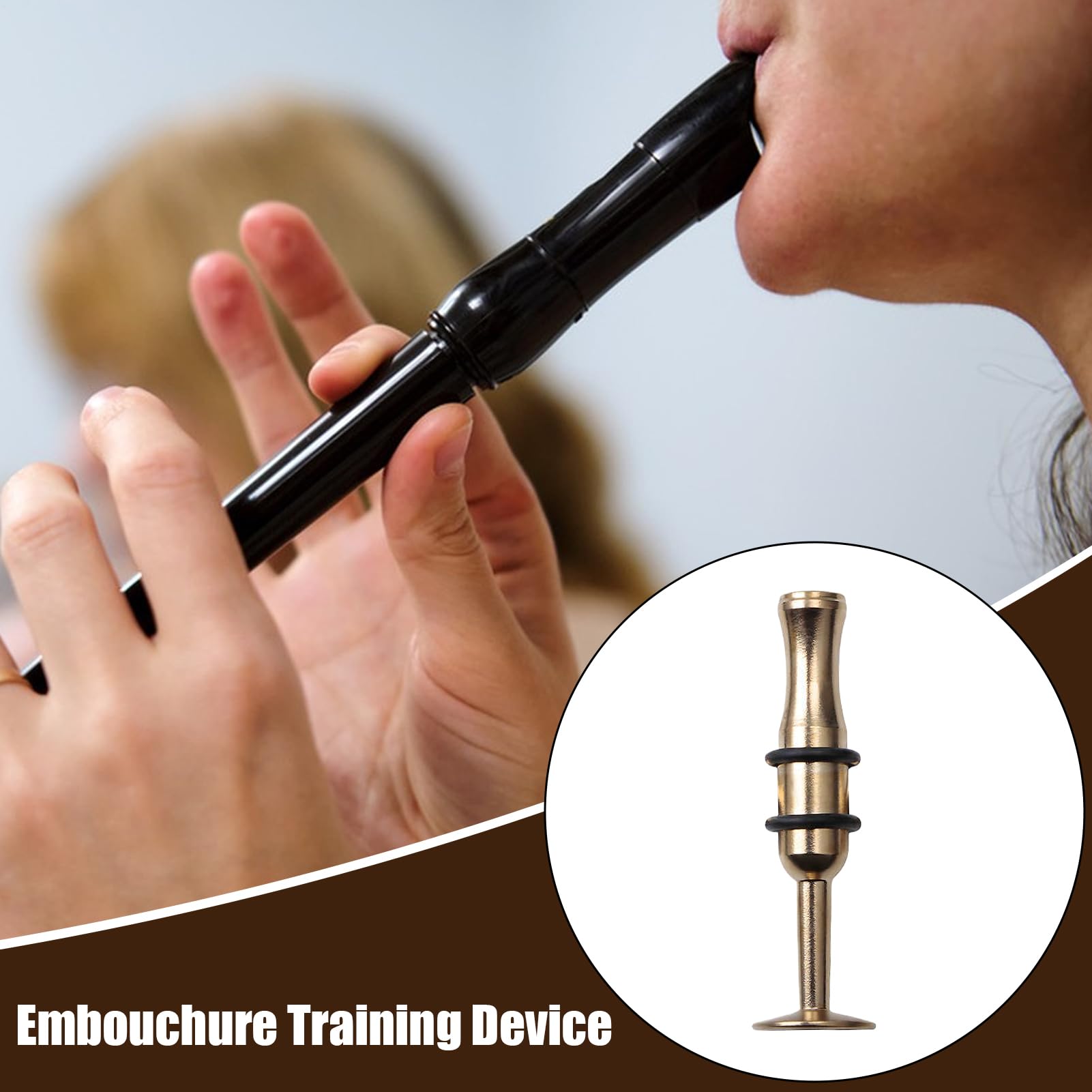 Embouchure Trainer, ejercitador de labios, herramienta de fuerza de boca de metal, accesorio de práctica de latón, dispositivo de construcción muscular para trompeta, corneta, cuerno, saxofón