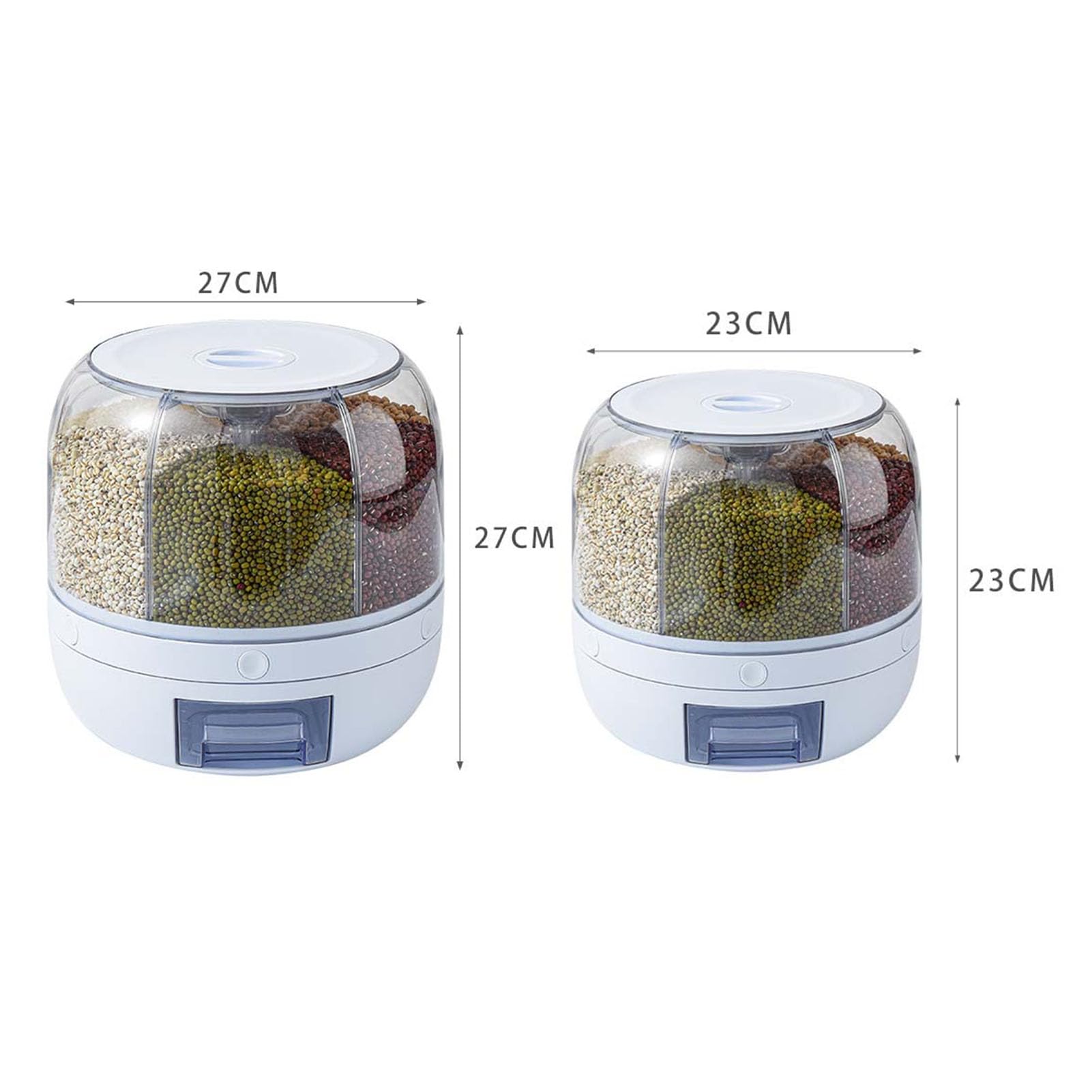 Tyenaza Dispenser Per Cereali con Rotazione a 360°, Contenitore Sigillato Per Riso, Secchio Per Cibo Secco E Frutta, Contenitore da Cucina Per La Casa(big)