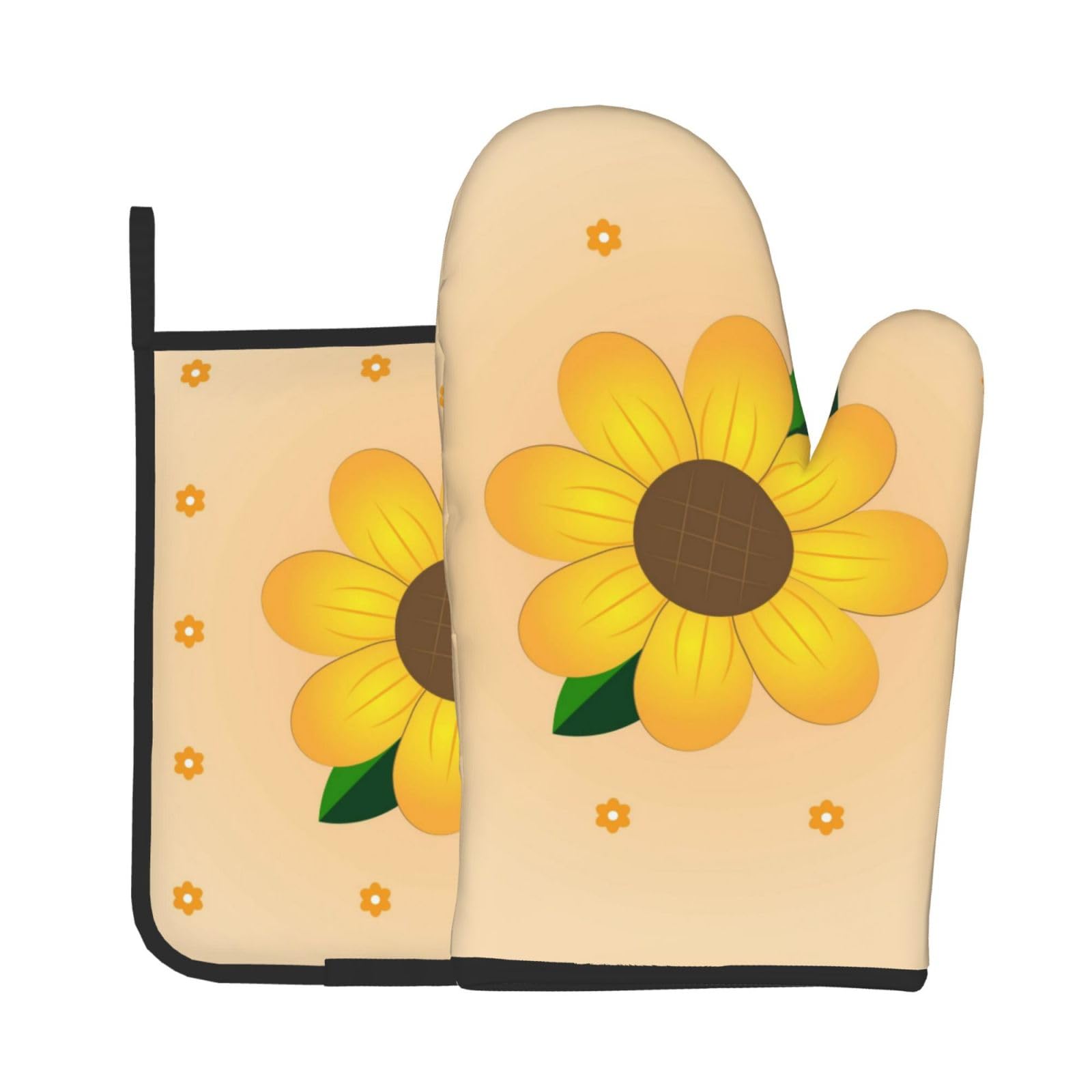 Oven Mitts and Potholders Set of 2 for Kitchen Baking Cooking GrayGolden Sunflower Thick and Durable