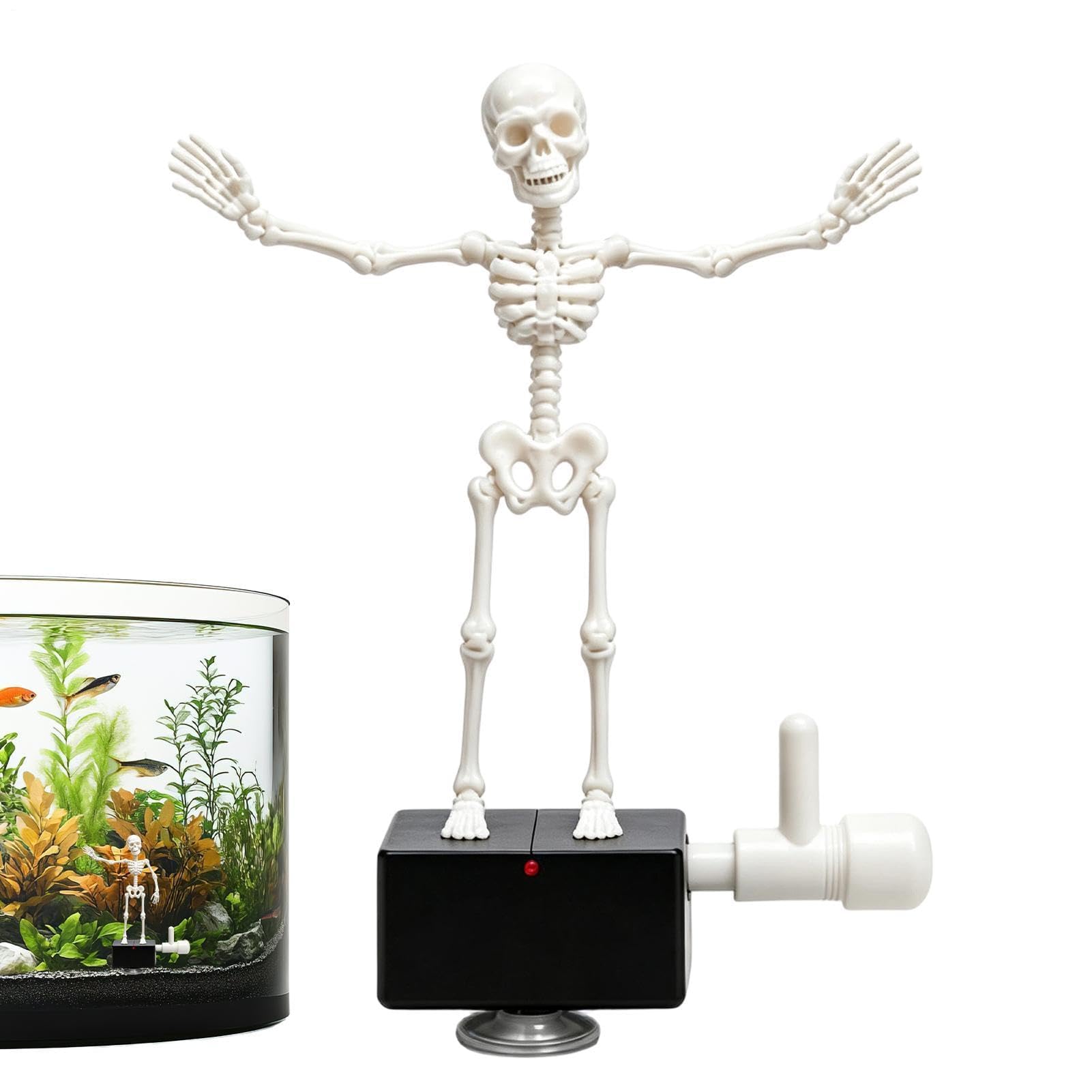 Dancing Skeleton Aquarium Bubbler Decorative Interactive Dancing Skeleton with 1 Meter Air Hose Halloween Dynamic Skeleton Fish Tank Ornament Spooky Dynamic Air Bubbler Toy Funny Gift for Fish Lovers