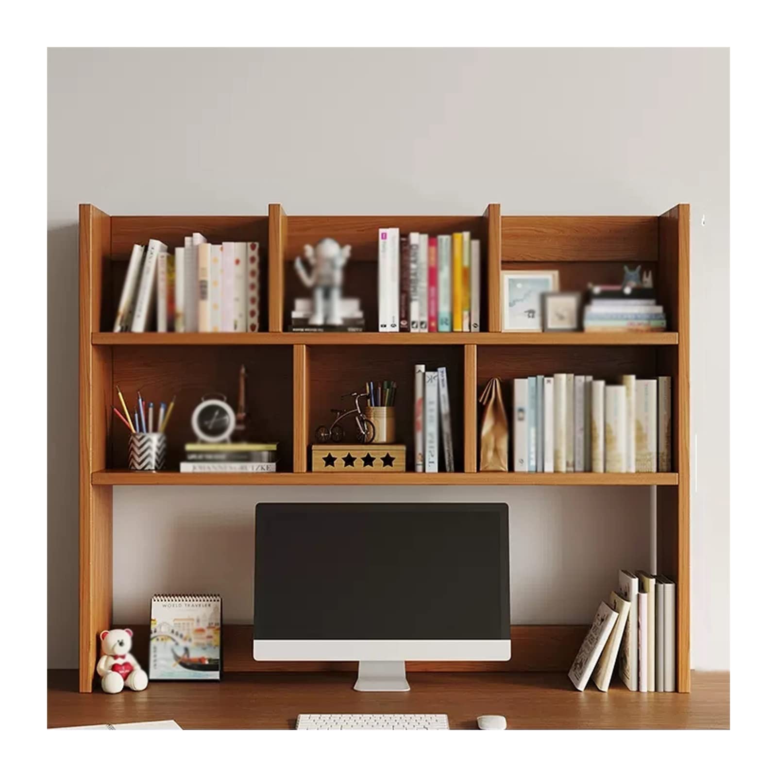 AYCDL Bookcase Bookshelf Desktop Organizer Storage Rack Free Style Display Bookshelf, Wood Countertop Bookcase for Office, Kitchen, Bathroom,size_name-L100xD20xH80cm