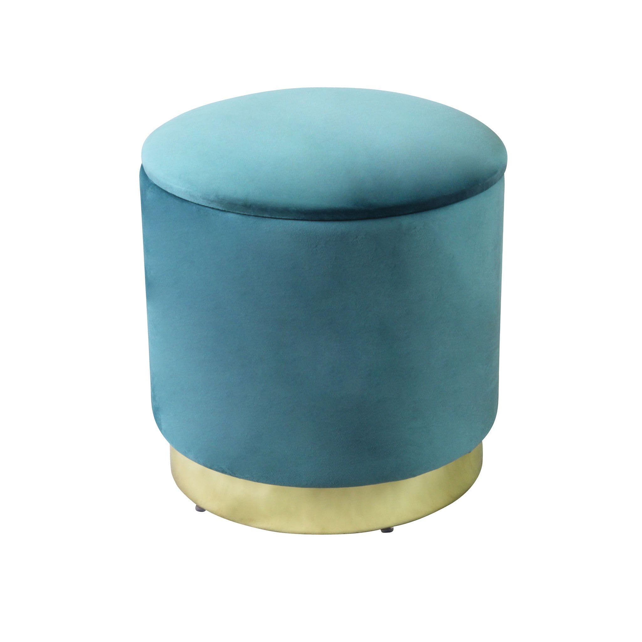 milani home - pouf contenitore rotondo, velluto, seduta contenitore poggiapiedi, verde, 37 x 37 x 40 cm