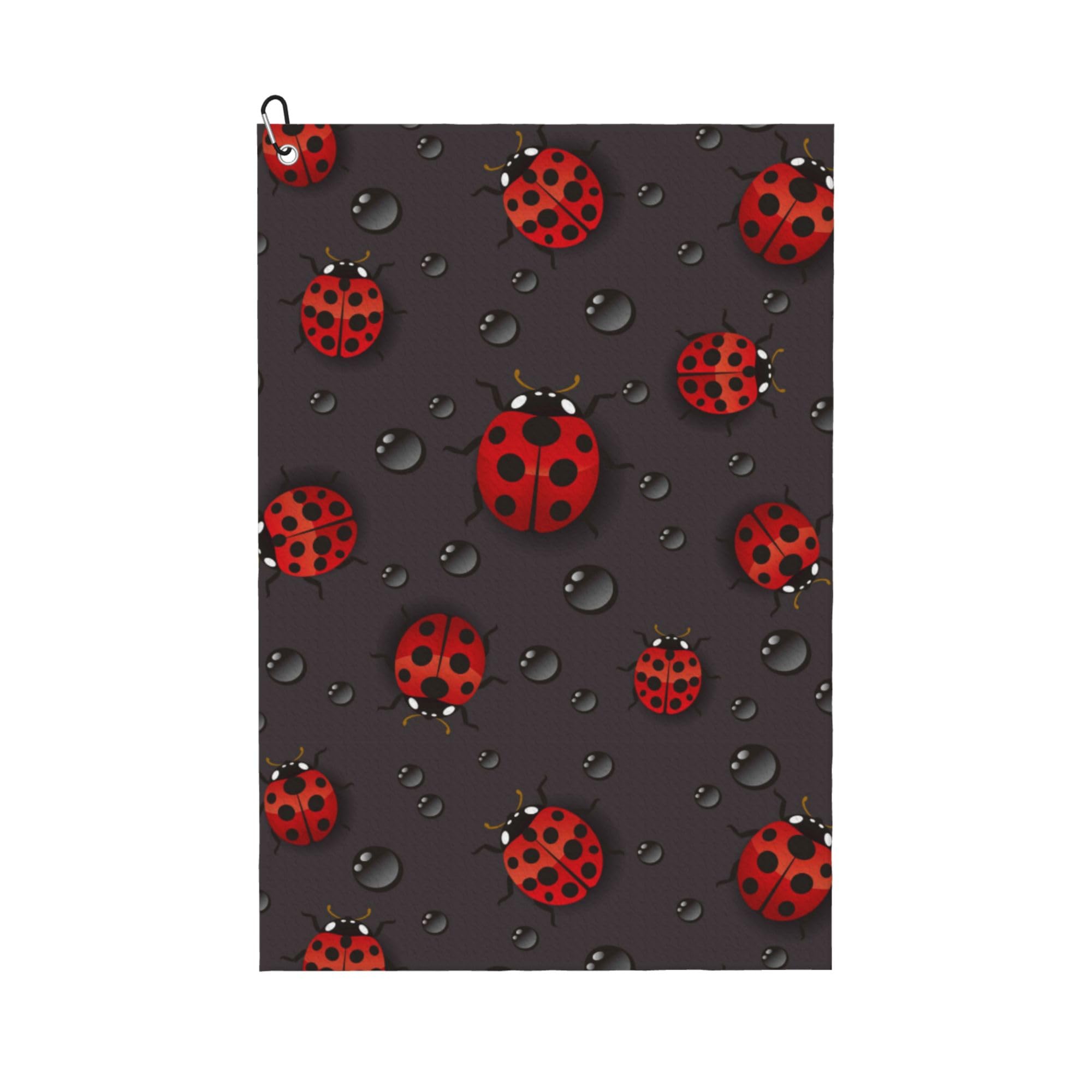 Nuzjahu Red Ladybugs Large Golf Towels 24" X 16.1" with Carabiner Clip Microfiber Waffle Pattern Towels for Golf Bags Super Absorbent Towel for Men