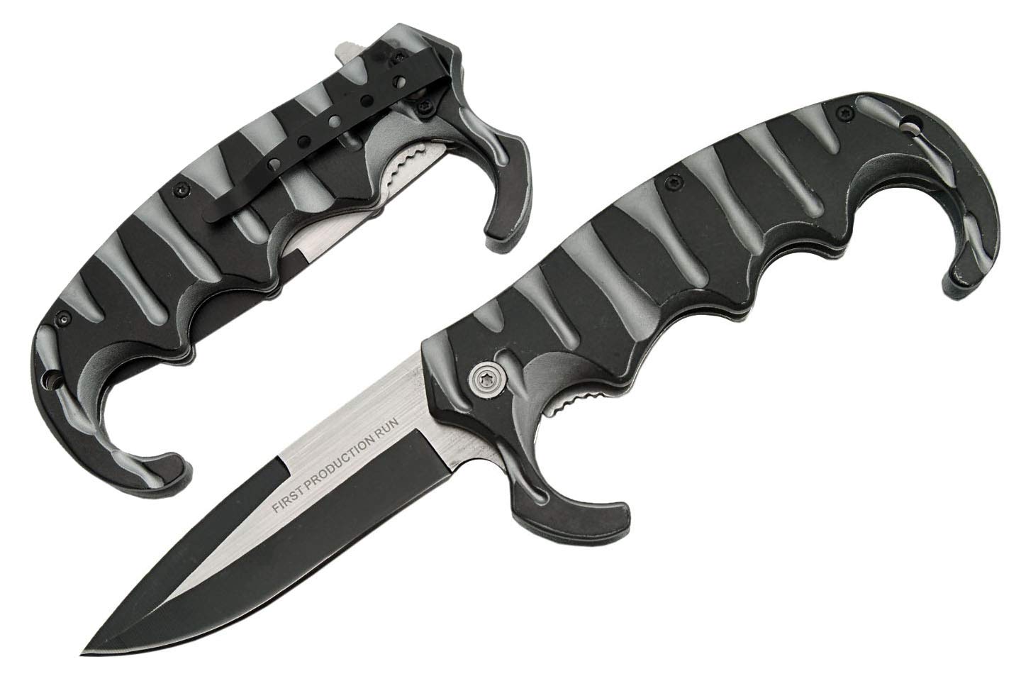 SZCO Supplies 300289-SL Blood Grip Assisted Opening Knife, Silver/Black