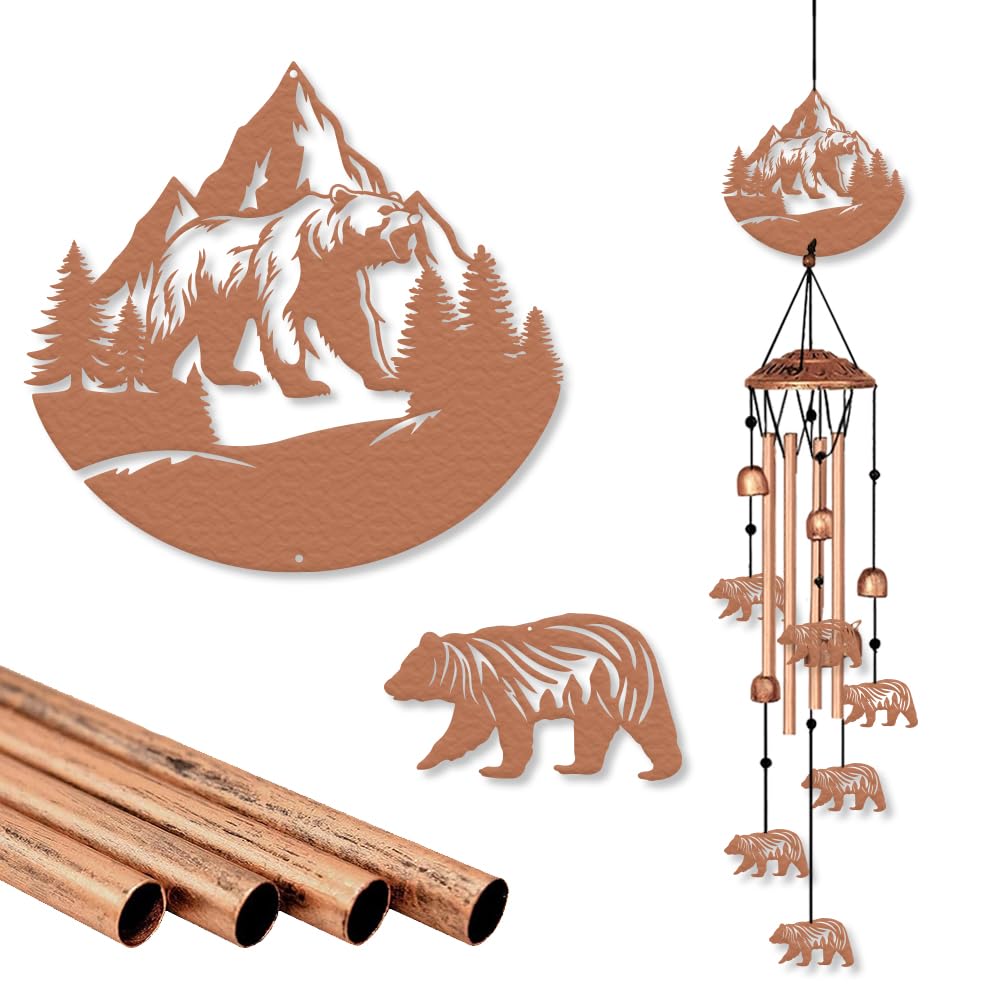 ORIGACH Rustic Bear Wind Chimes Metal Wind Chimes for Outside Gifts for Women Mom Grandma Deep Tone Suitable for Outdoor, Indoor, Balcony, Garden, Courtyard, Porch, 33.46-Inch Long โ image 1