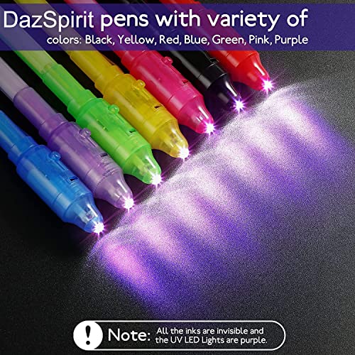 DazSpirit 14 Stück Geheimstift Notizbuch Partytüte Füller für Jungen und Mädchen, Zauberstift mit UV-Licht für Kinder, Unsichtbarer Stift Spy Pen zum Schreiben Geheimer Nachrichten
