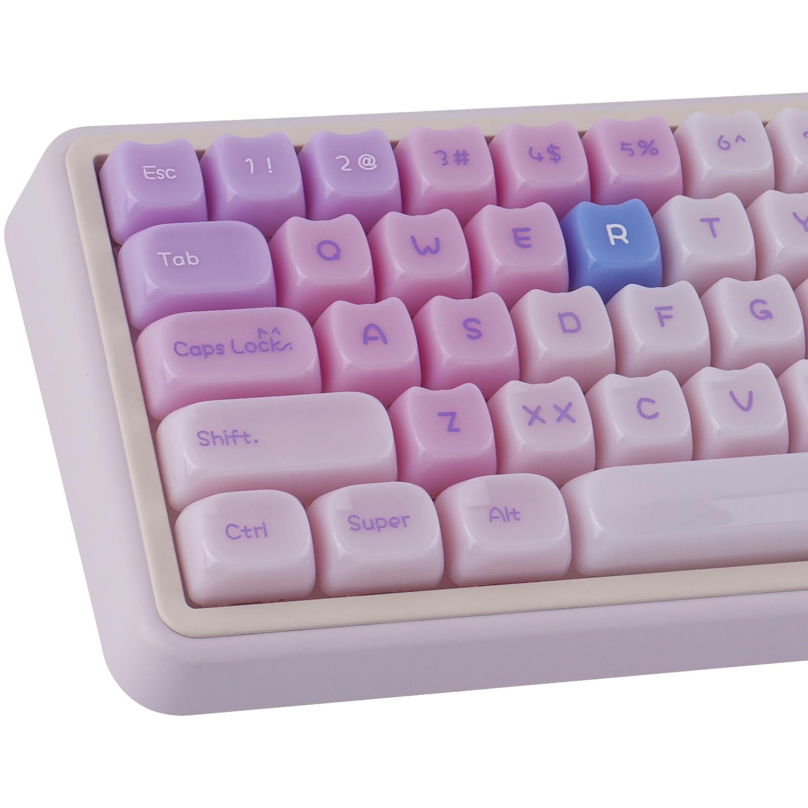 Ceramic Jade Purple Cat Keycaps, 148 Keys Translucent Creamy Jelly Cute Keycaps Mao Profile Custom Keycap for Cherry Gateron MX Swithes Mechanical Keyboards