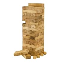 Gioco Torre in Legno 4 in 1 per Bambini, Torre Classica, Gioco con Dadi, Impara i Numeri e Puzzle Educativo, 54 Mattoncini e 4 Dadi Inclusi, Età 36M+