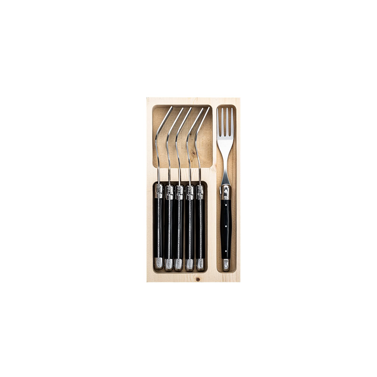 Laguiole Style de Vie Juego de 6 tenedores Premium Line, color negro