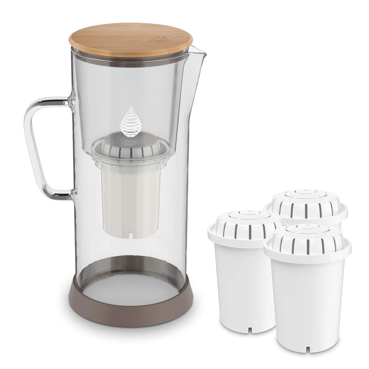 Invigorated Water pH Restore Glass Alkaline Water Pitcher - Plus PH001 Pack of 3, Replacement Filters Bundle