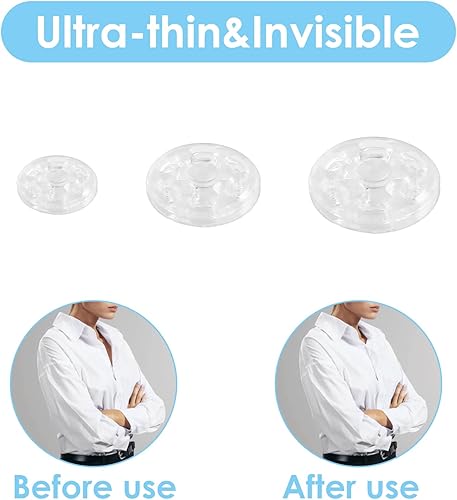 Miniatura 5 de 100 juegos de botones de plástico para coser, botones invisibles a presión, botones redondos transparentes para coser ropa, manualidades, 0.276 in,