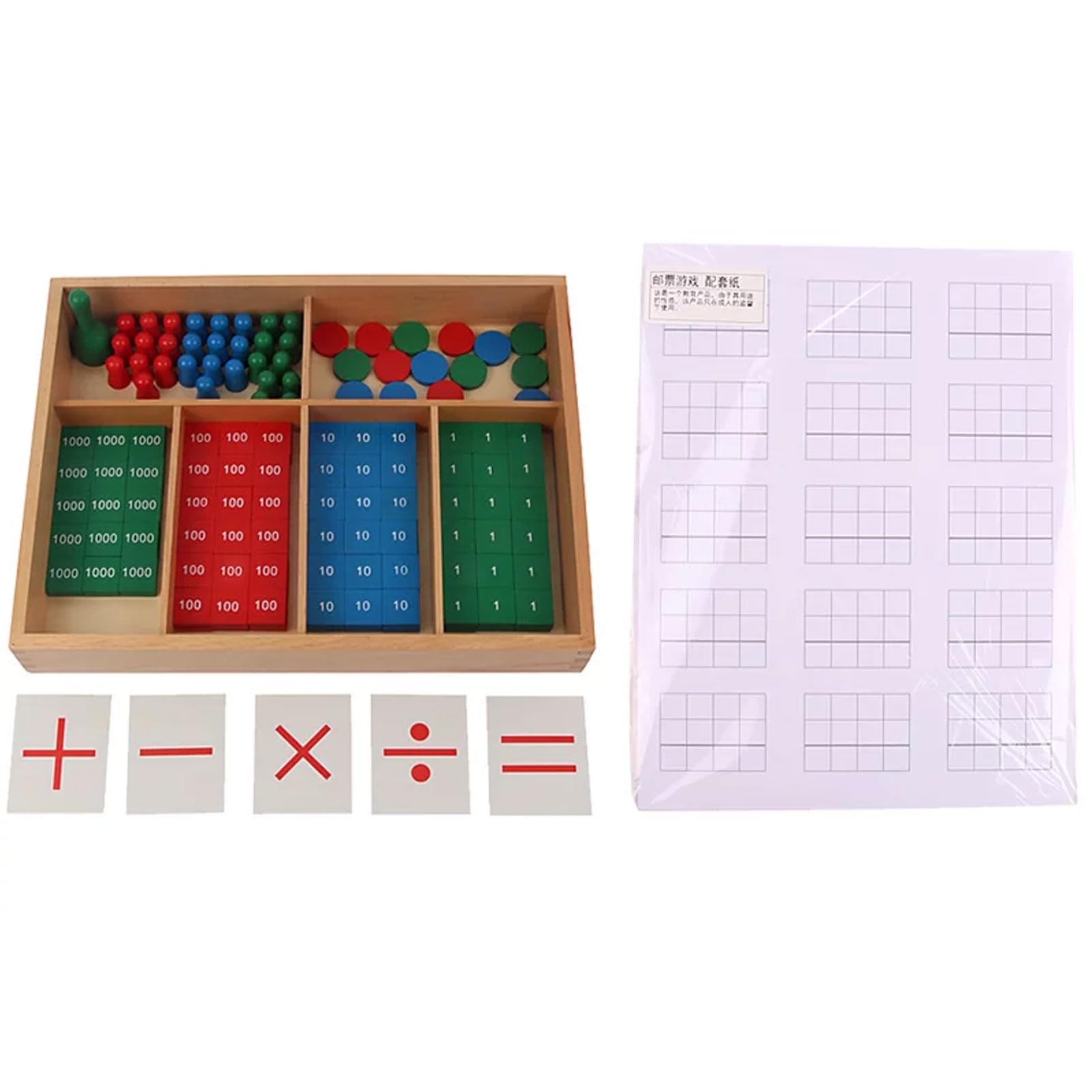 Juego de Sellos Montessori y Set de Operaciones Matemáticas, Juguete de Aprendizaje Aritmético y Sistema Decimal para Niños de 3 años
