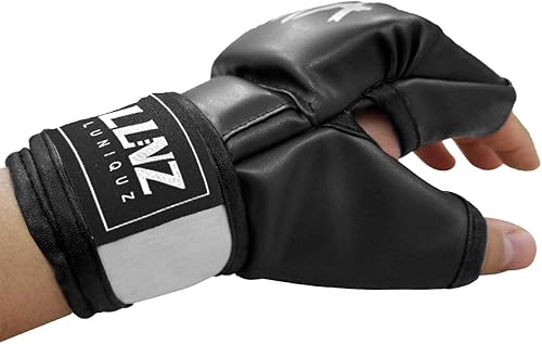 Miniatura 5 de Guantes de artes marciales mixtas para niños, saco de boxeo, boxeo, sparring grappling, medio dedo con acolchado grueso, envoltura larga para la