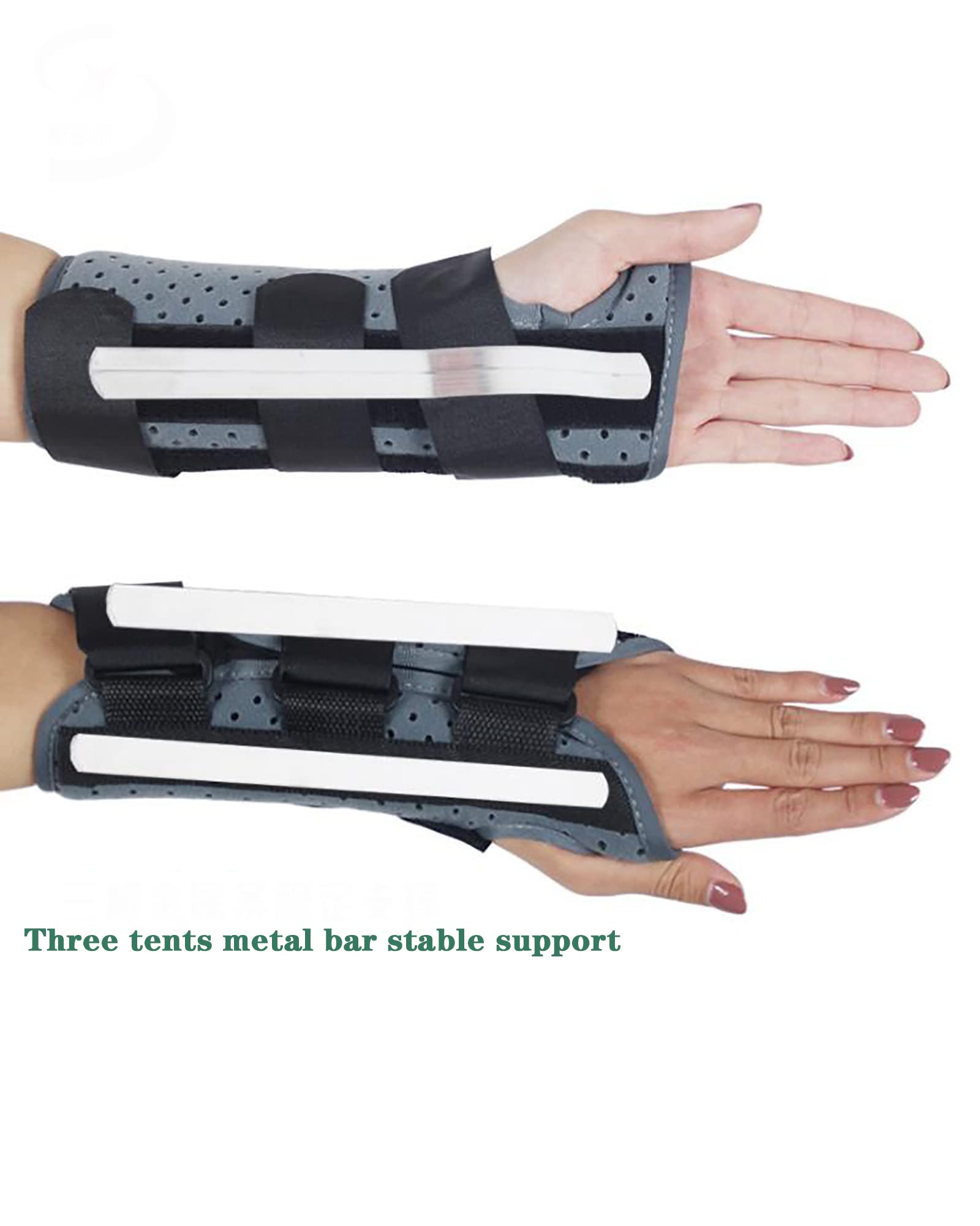Eslinga de brazo portátil Banda de fijación de fracturas de mano ajustable Inmovilización nocturna Férula de muñeca Soportes para aliviar el dolor, izquierda, M (derecha L)