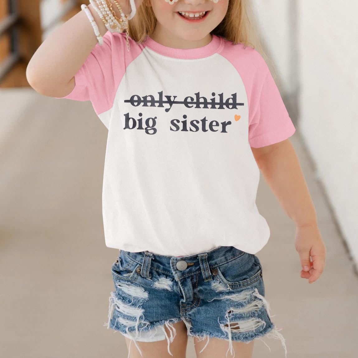 CM C&M WODRO Big Sister Toddler Shirt Only Child Promoted to Big Sister Announcement T-Shirt Gift Little Girl Sibling Outfit (Light Pink, 3-4T)