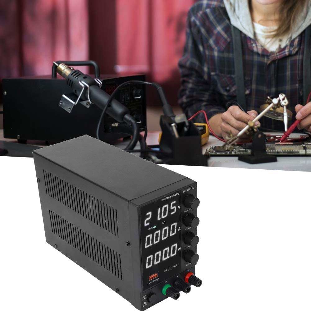 Walfront DPS3010U Fuente de Alimentación de DC Salida de Fuente de Alimentación Ajustable 30V 10A USB Carga Rápida Fuente de Alimentación de Mantenimiento para Reparación(EU Plug 220V)